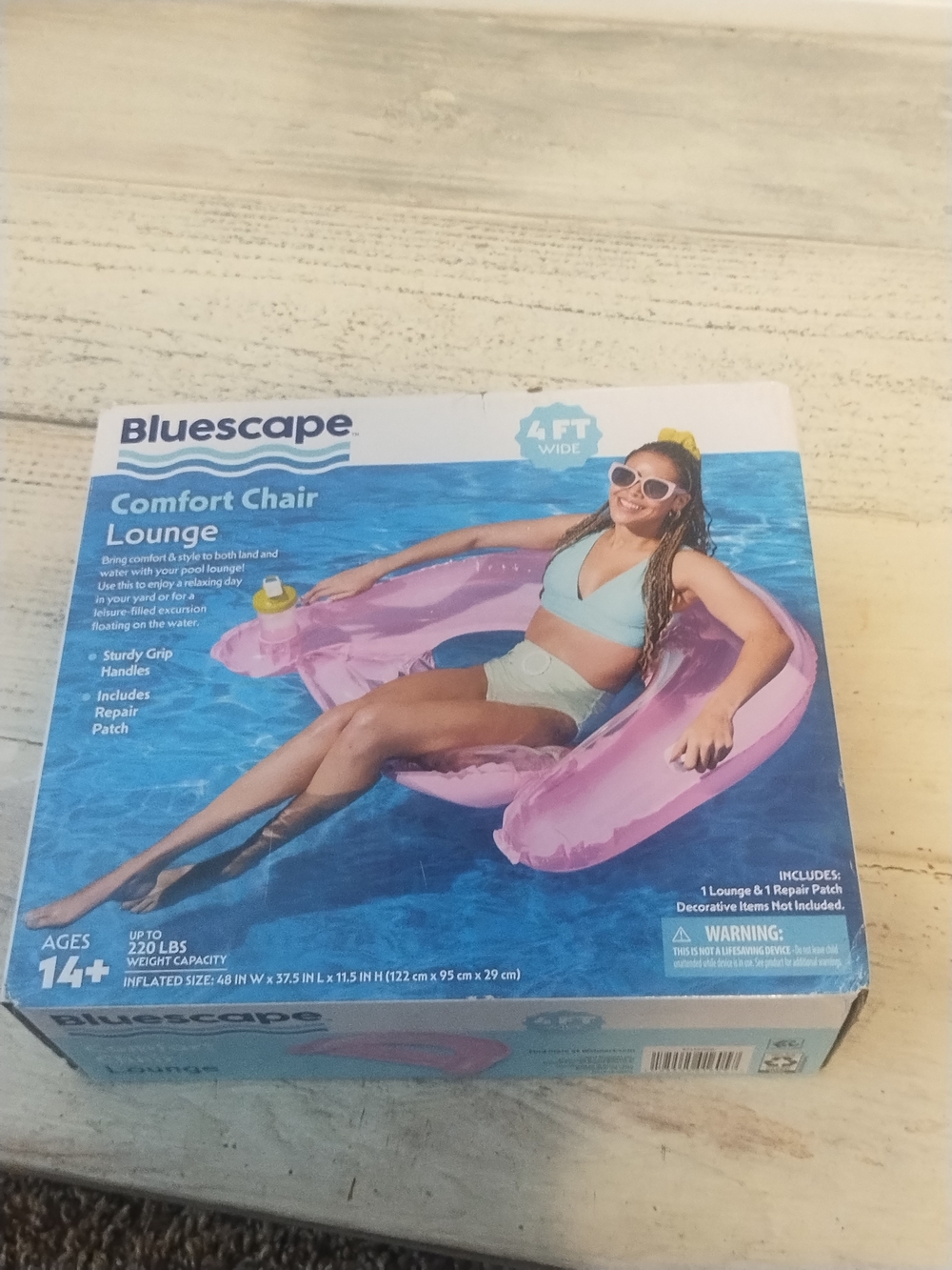 Bluescape Inflatable Comfort Chair Lounge Pool Float, Teal, Age 14 & Up, color p